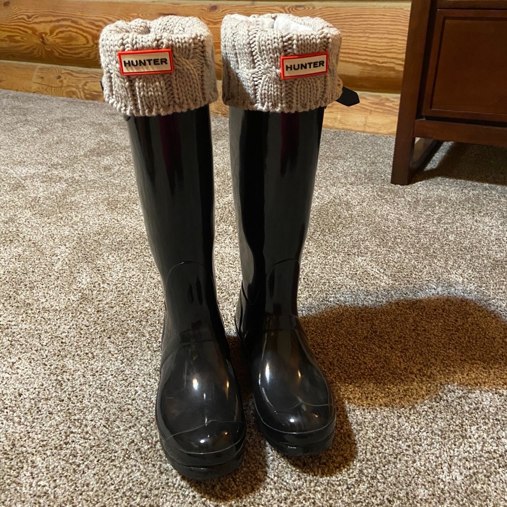 Patent/Glossy Black Hunter Boots